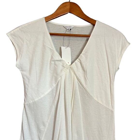 NWT! Calvin Klein off‎ white shirt sleeve top - Picture 2 of 9